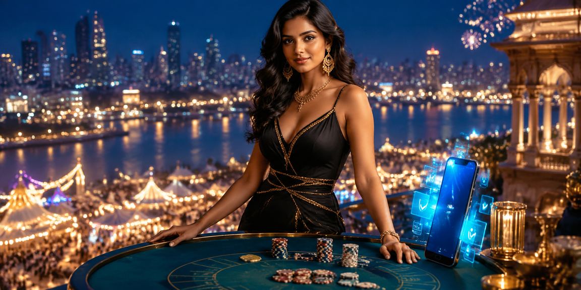Vibrant Indian market scene with casino promotion